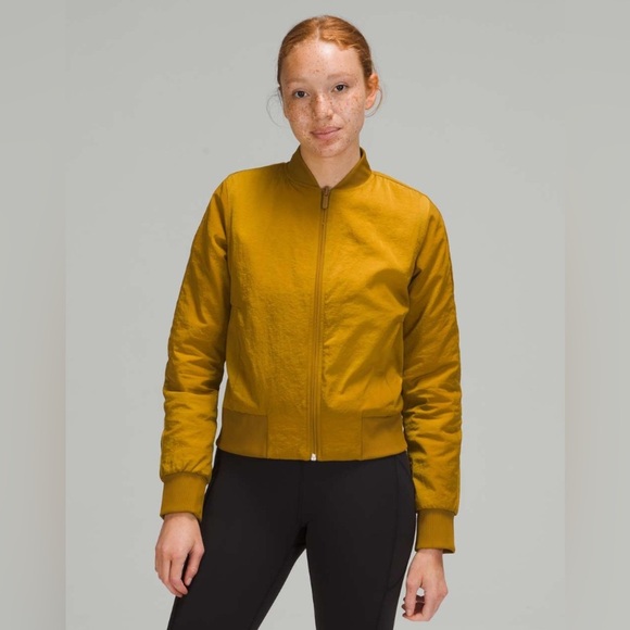 LULULEMON Nonstop Bomber Jacket Reversible in Gold Spice Size 4 - Picture 1 of 14